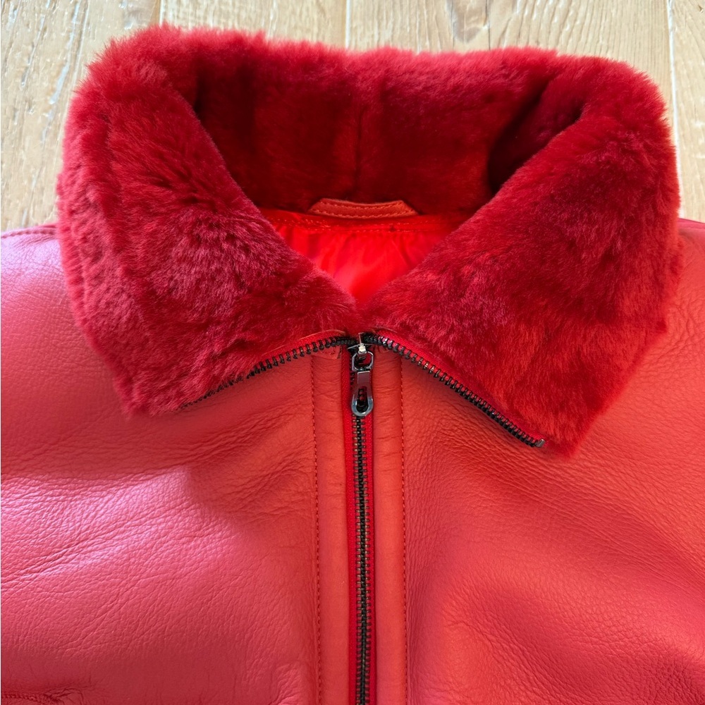 Wolfie Women's Plush Red Dyed Shearling Down Filled Vest NWT L - Picture 5 of 13